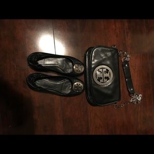 Tory Burch crossbody and flats used signs of wear!